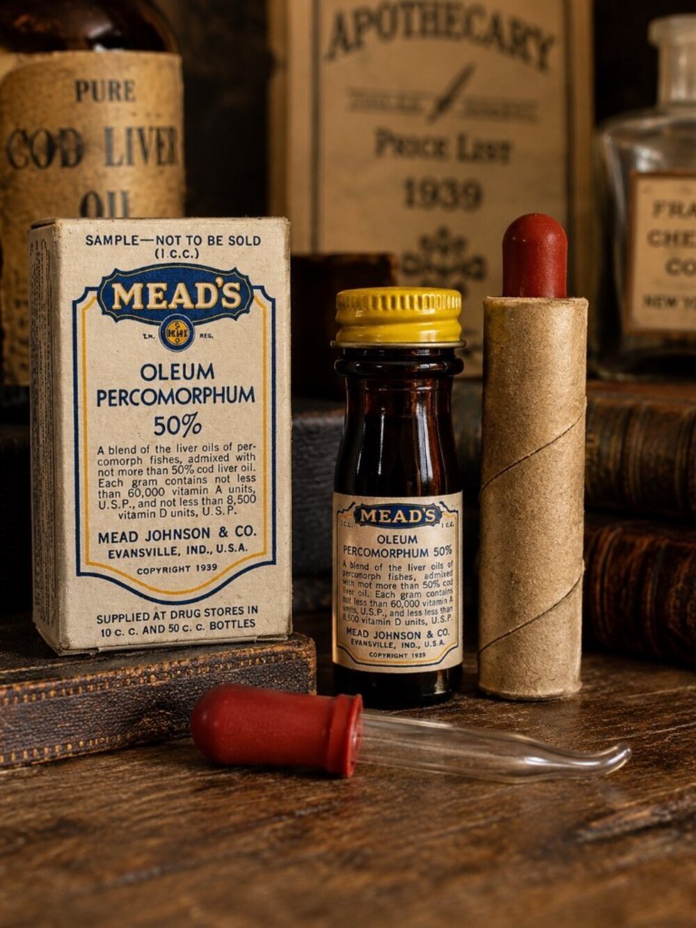 1939 Mead Johnson Apothecary Sample Bottle Set
